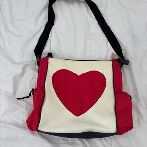 DANTE BEATRIX NYC-  Cream and red heart tote diaper bag